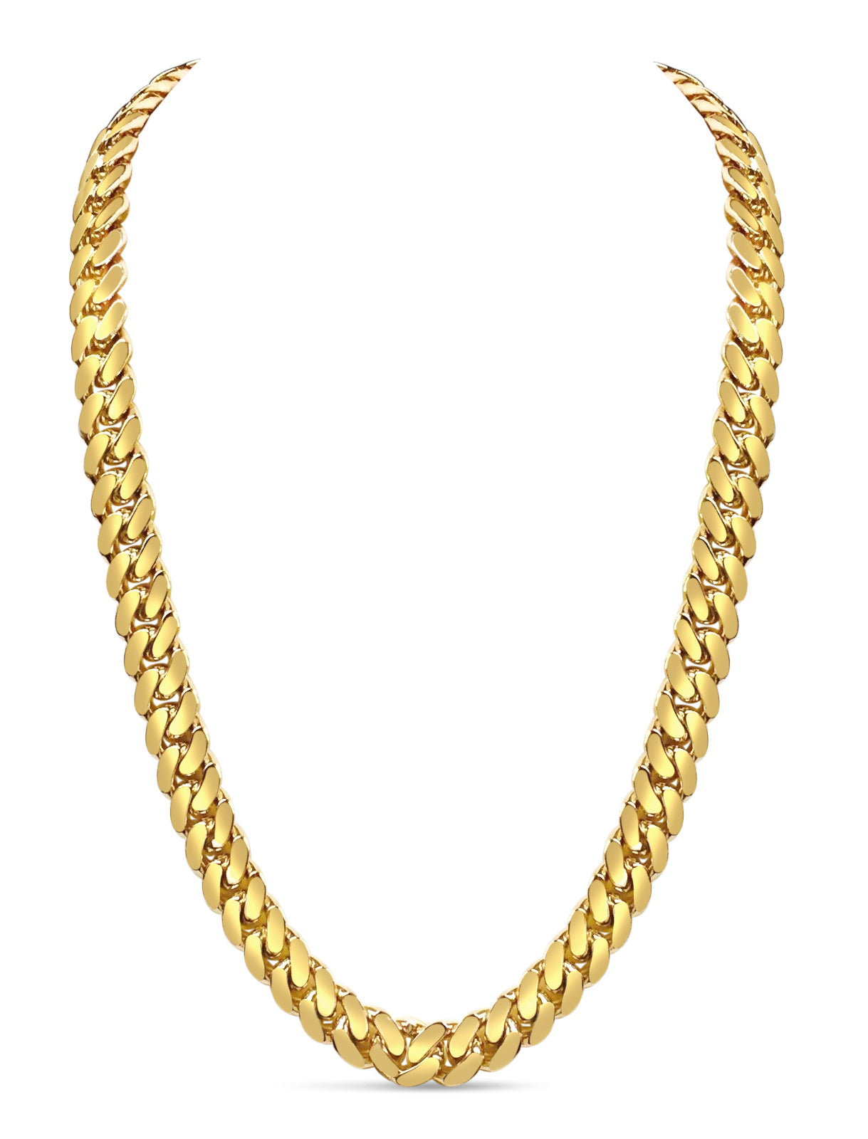 Miami Cuban Solid White/Yellow/Rose Gold Handmade Necklace , 13mm, 16-30 Inch