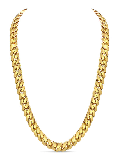 Miami Cuban Solid White/Yellow/Rose Gold Handmade Necklace , 13mm, 16-30 Inch