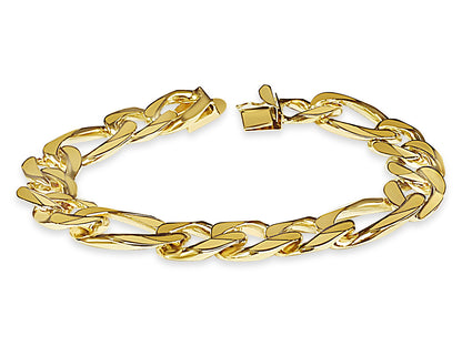 Figaro Solid White/Yellow/Rose Gold Handmade Bracelet , 15mm, 6.5-10 Inch