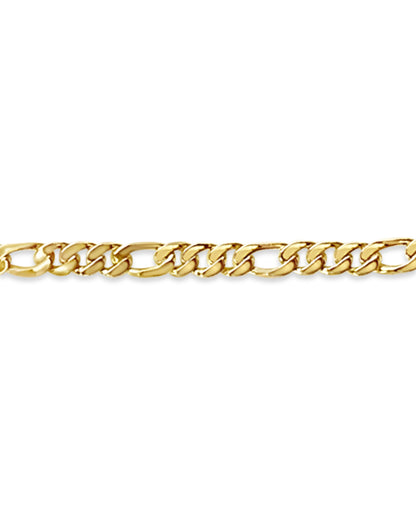 Figaro Solid White/Yellow/Rose Gold Handmade Bracelet , 7mm, 6.5-10 Inch