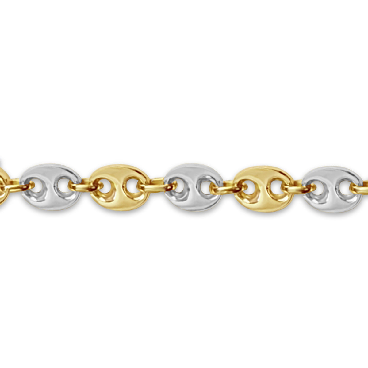 Mariner Solid White/Yellow/Rose Gold Handmade Bracelet , 11mm, 6.5-10 Inch