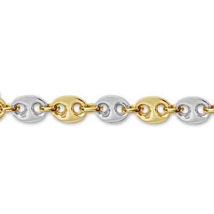 Mariner Solid White/Yellow/Rose Gold Handmade Bracelet , 11mm, 6.5-10 Inch