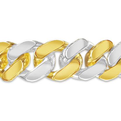 Miami Cuban Solid White/Yellow/Rose Gold Handmade Bracelet , 12mm, 6.5-10 Inch