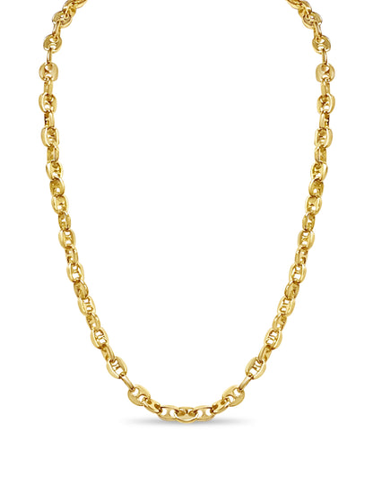 Anchor Mariner Solid White/Yellow/Rose Gold Handmade Necklace , 9mm, 16-30 Inch