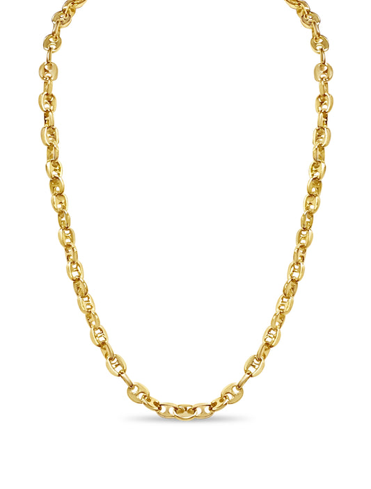 Anchor Mariner Solid White/Yellow/Rose Gold Handmade Necklace , 9mm, 16-30 Inch