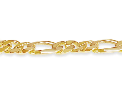 Figaro Solid White/Yellow/Rose Gold Handmade Bracelet , 12mm, 6.5-10 Inch