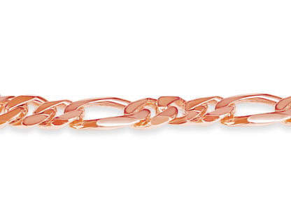 Figaro Solid White/Yellow/Rose Gold Handmade Bracelet , 12mm, 6.5-10 Inch