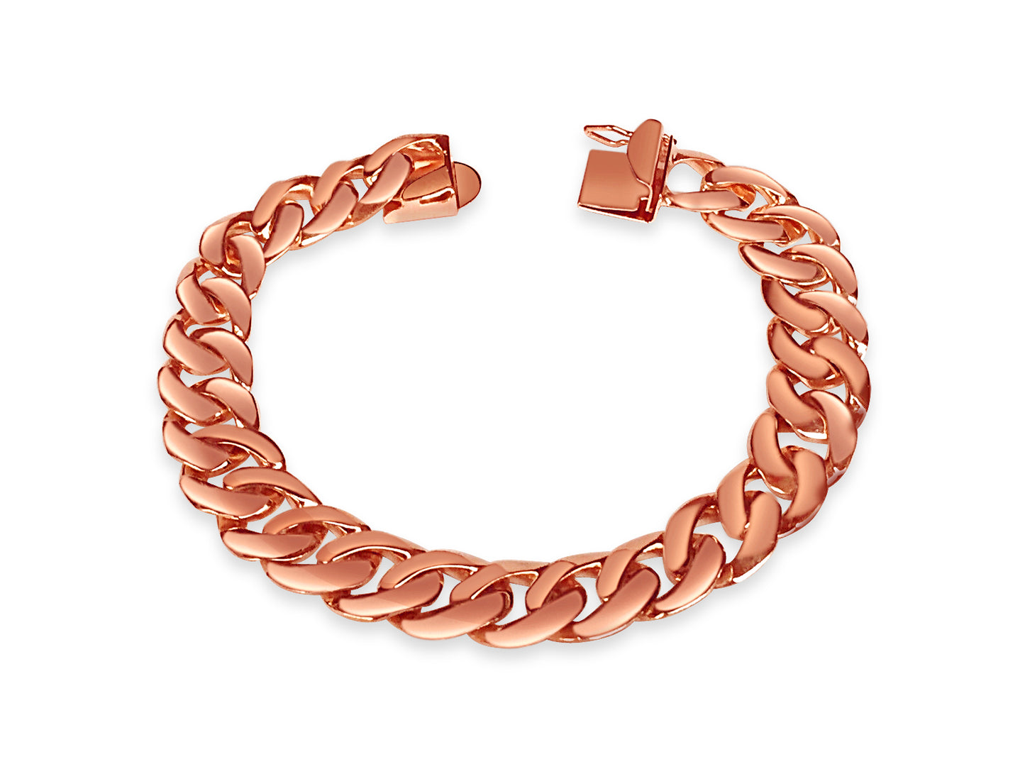 Curb Solid White/Yellow/Rose Gold Handmade Bracelet , 10mm, 6.5-10 Inch