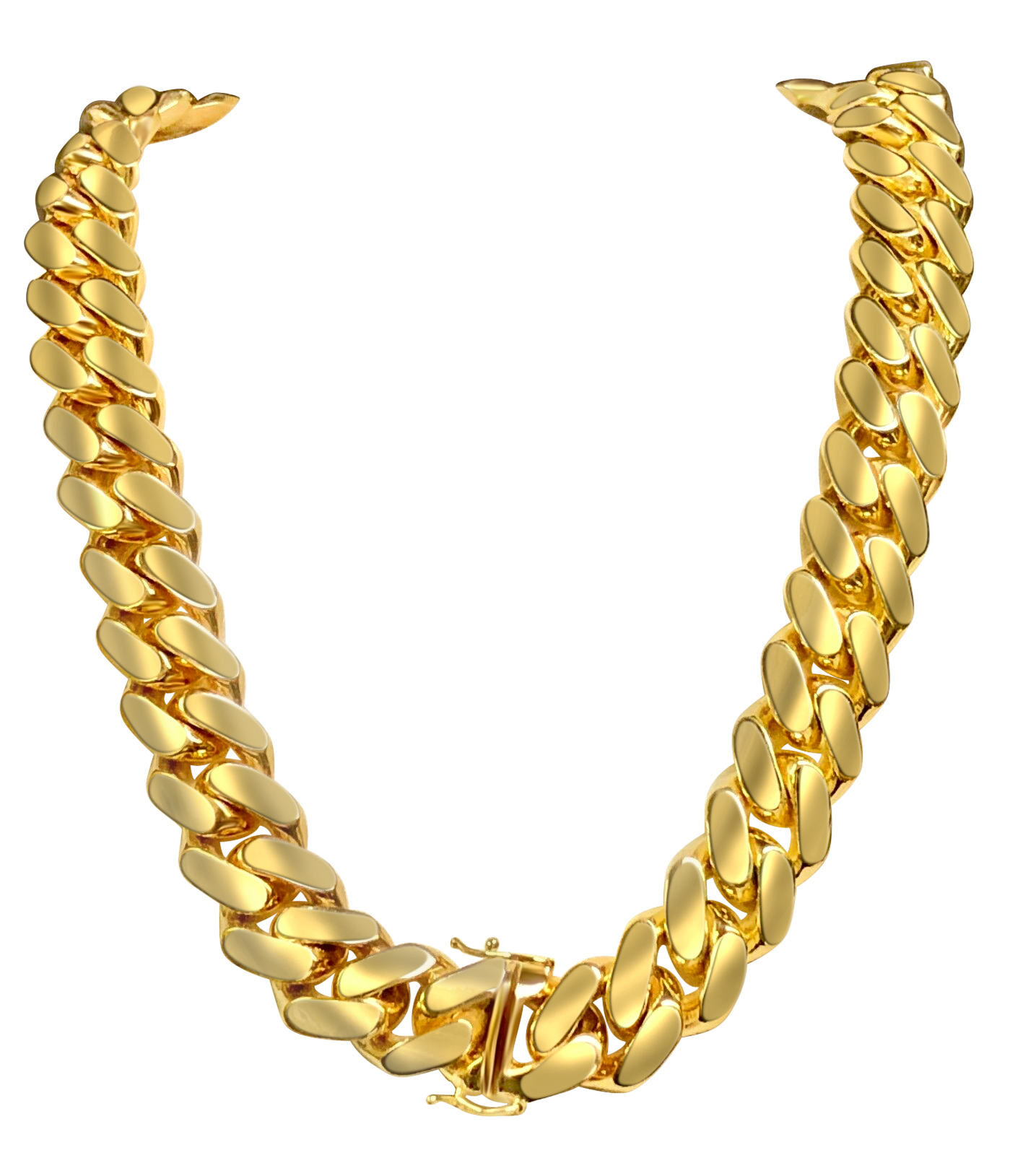 Miami Cuban Solid White/Yellow/Rose Gold Handmade Necklace , 18mm, 16-30 Inch
