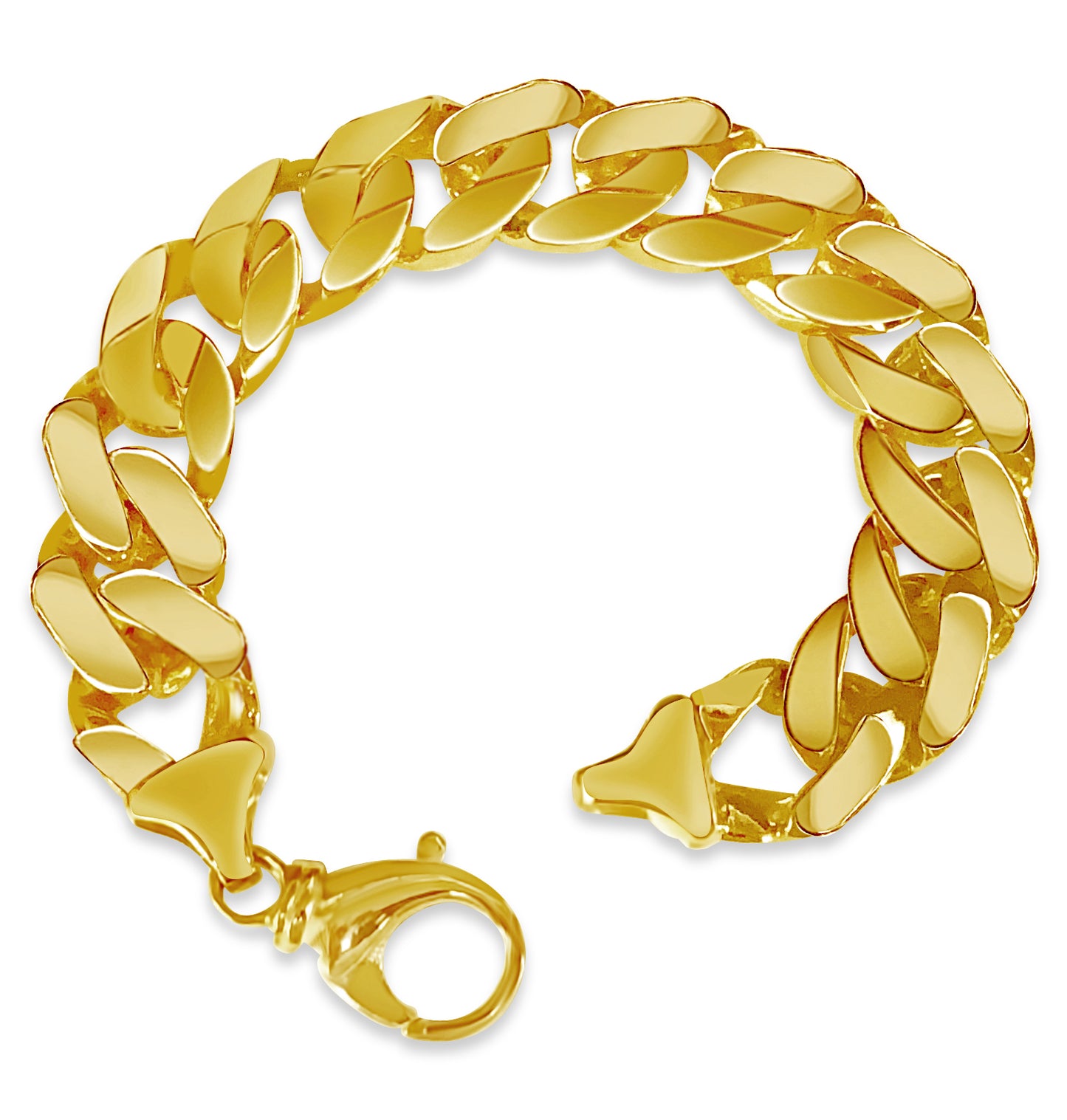 Curb Solid White/Yellow/Rose Gold Handmade Bracelet , 16mm, 6.5-10 Inch