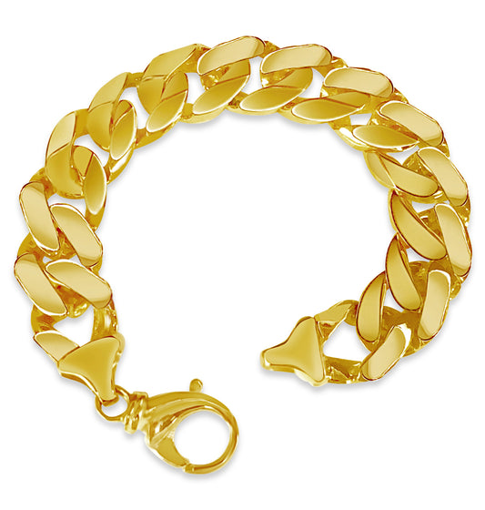 Curb Solid White/Yellow/Rose Gold Handmade Bracelet , 16mm, 6.5-10 Inch