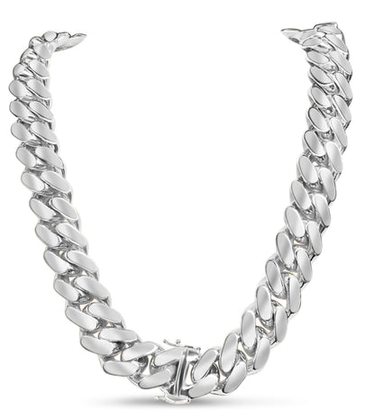Miami Cuban Solid White/Yellow/Rose Gold Handmade Necklace , 18mm, 16-30 Inch