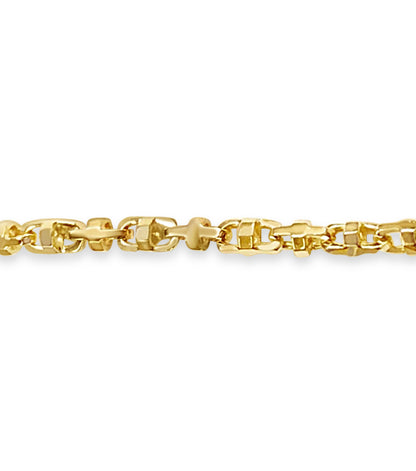 Fancy Rolo Solid White/Yellow/Rose Gold Handmade Bracelet , 6mm, 6.5-10 Inch