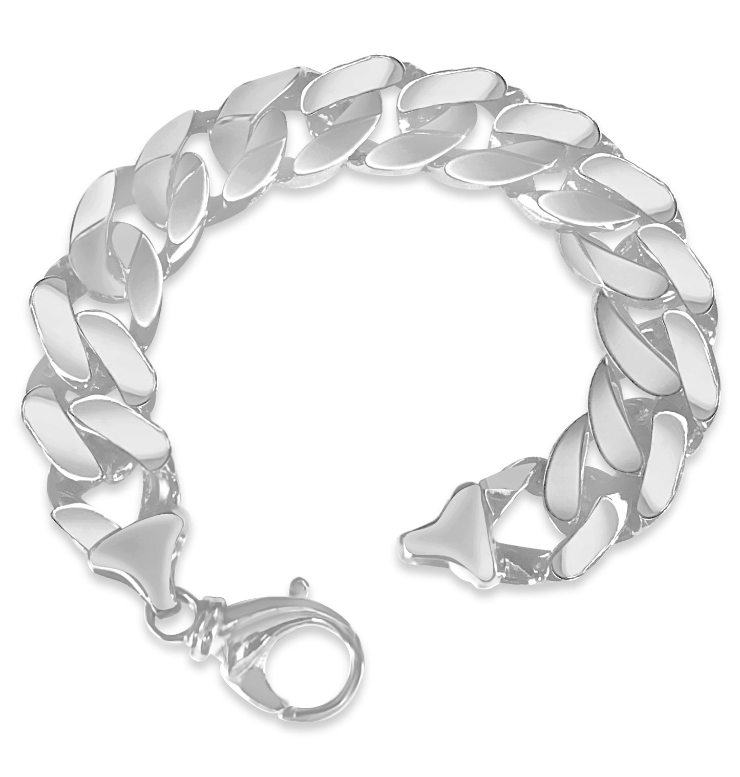 Curb Solid White/Yellow/Rose Gold Handmade Bracelet , 16mm, 6.5-10 Inch