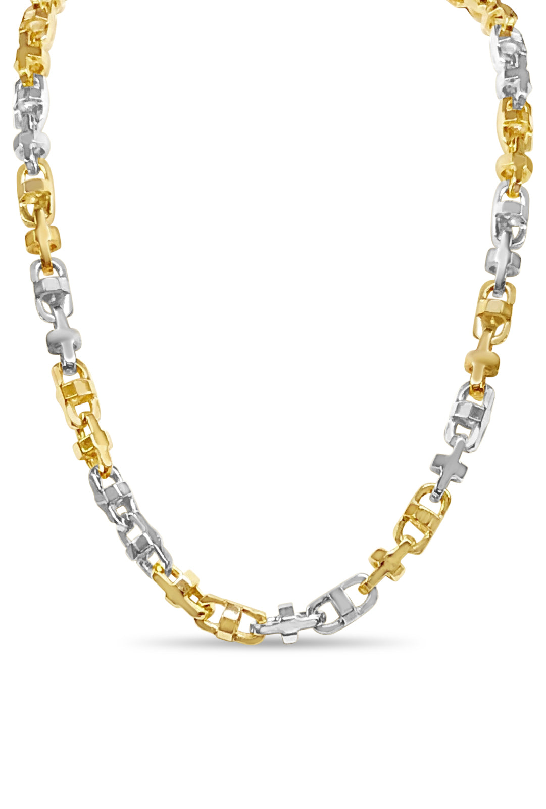 Fancy Rolo Solid White/Yellow/Rose Gold Handmade Necklace , 6mm, 16-30 Inch