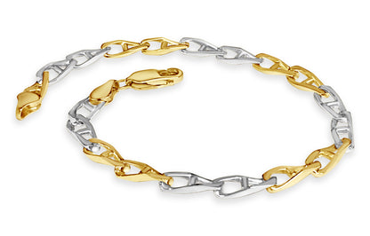 Anchor Mariner Solid White/Yellow/Rose Gold Handmade Bracelet , 4mm, 6.5-10 Inch