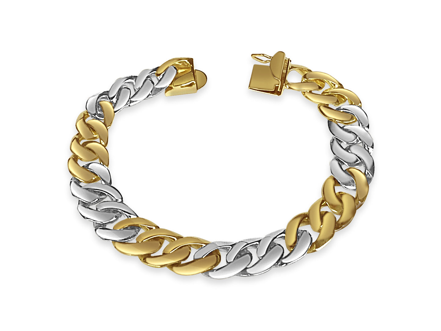 Curb Solid White/Yellow/Rose Gold Handmade Bracelet , 10mm, 6.5-10 Inch