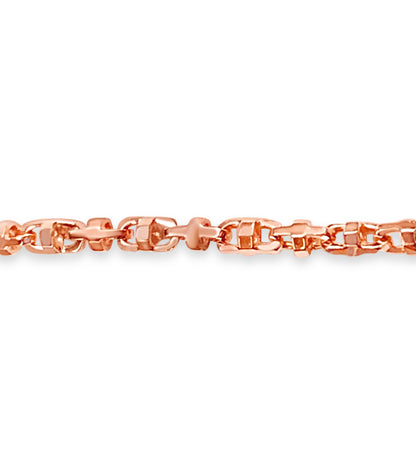 Fancy Rolo Solid White/Yellow/Rose Gold Handmade Bracelet , 6mm, 6.5-10 Inch