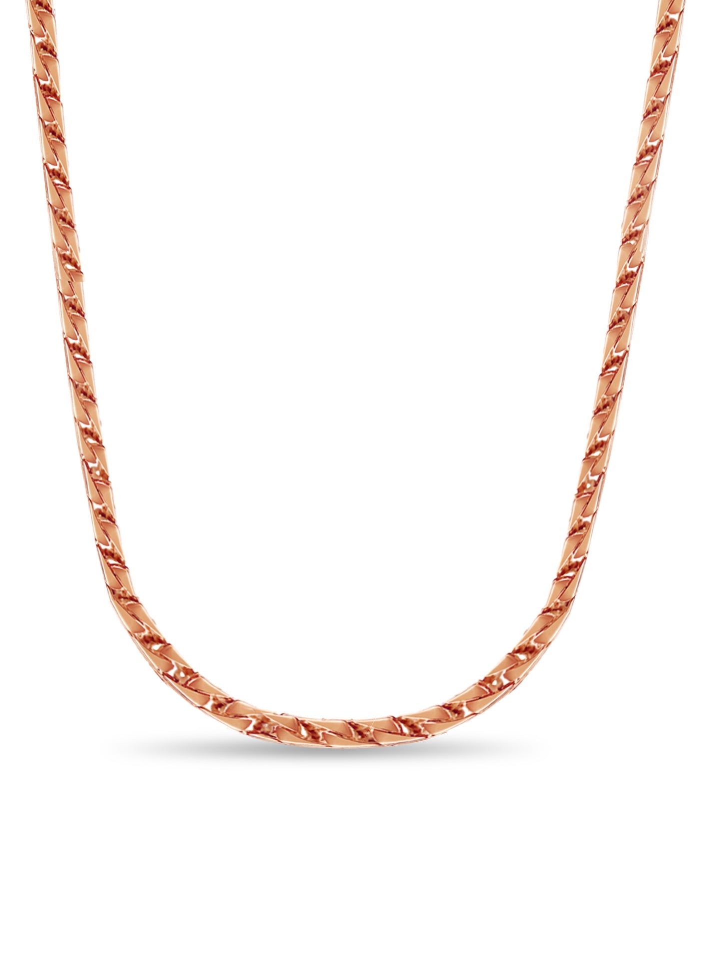 Curb Solid White/Yellow/Rose Gold Handmade Necklace , 7mm, 16-30 Inch