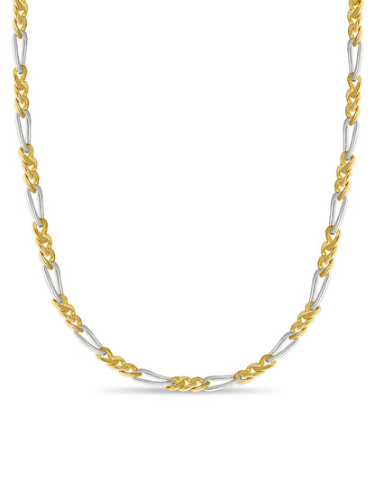 Figaro Solid White/Yellow/Rose Gold Handmade Necklace , 7mm, 16-30 Inch