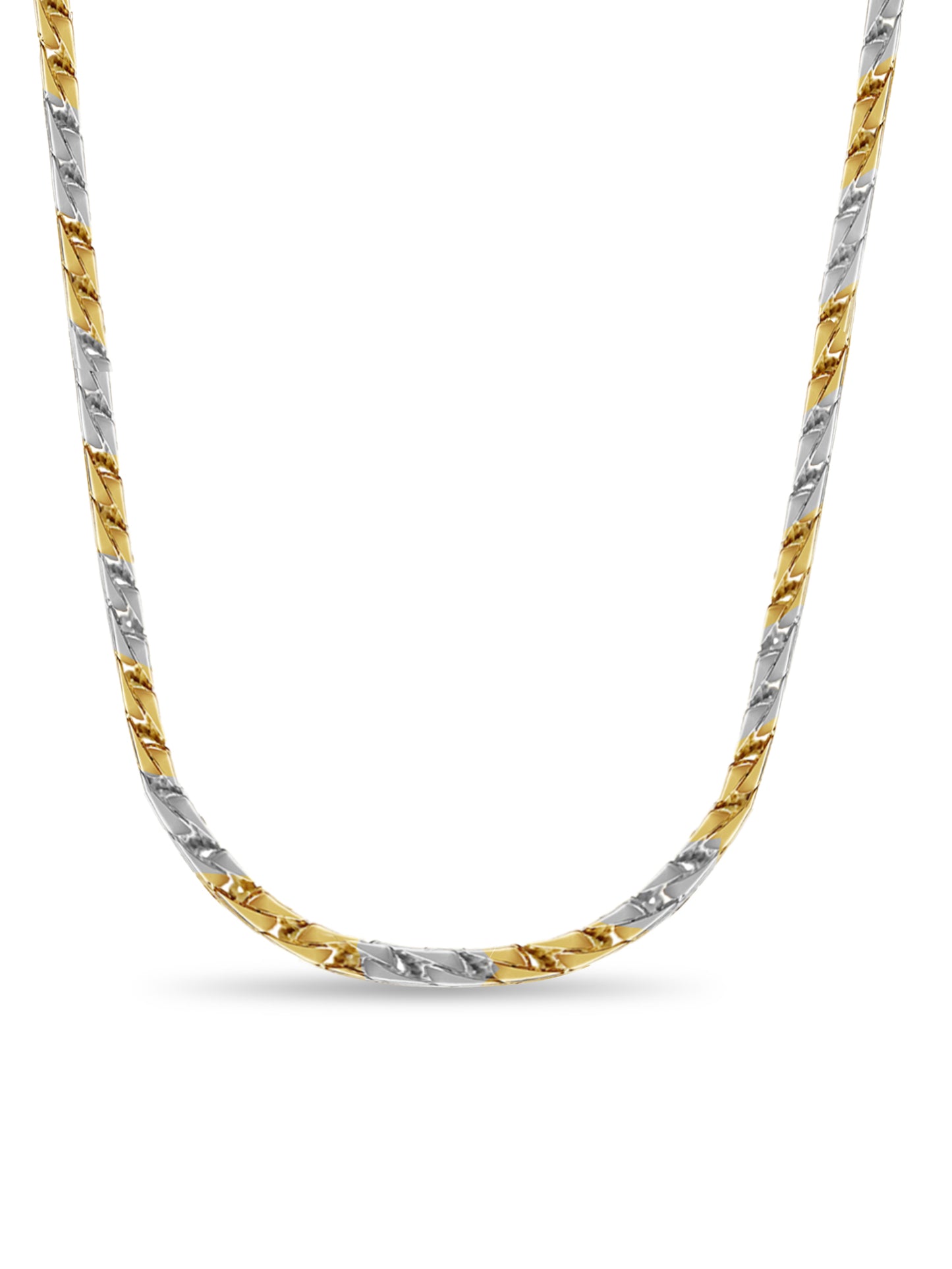 Curb Solid White/Yellow/Rose Gold Handmade Necklace , 7mm, 16-30 Inch