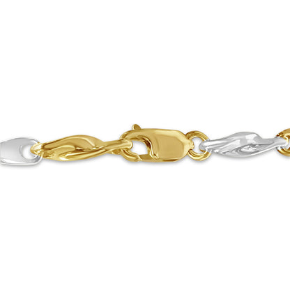 Twist Solid White/Yellow/Rose Gold Handmade Bracelet , 5mm, 6.5-10 Inch