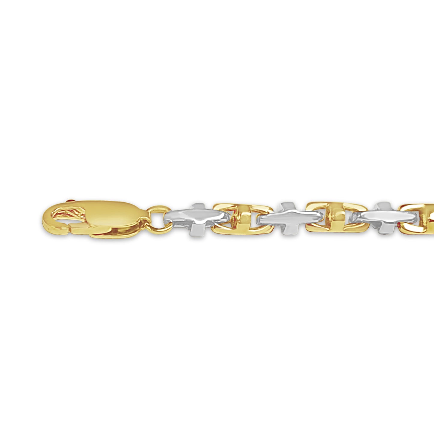 Anchor Mariner Solid White/Yellow/Rose Gold Handmade Bracelet , 4mm, 6.5-10 Inch