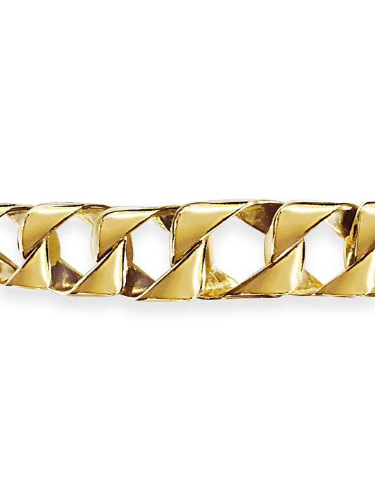 Curb Solid White/Yellow/Rose Gold Handmade Bracelet , 11mm, 6.5-10 Inch