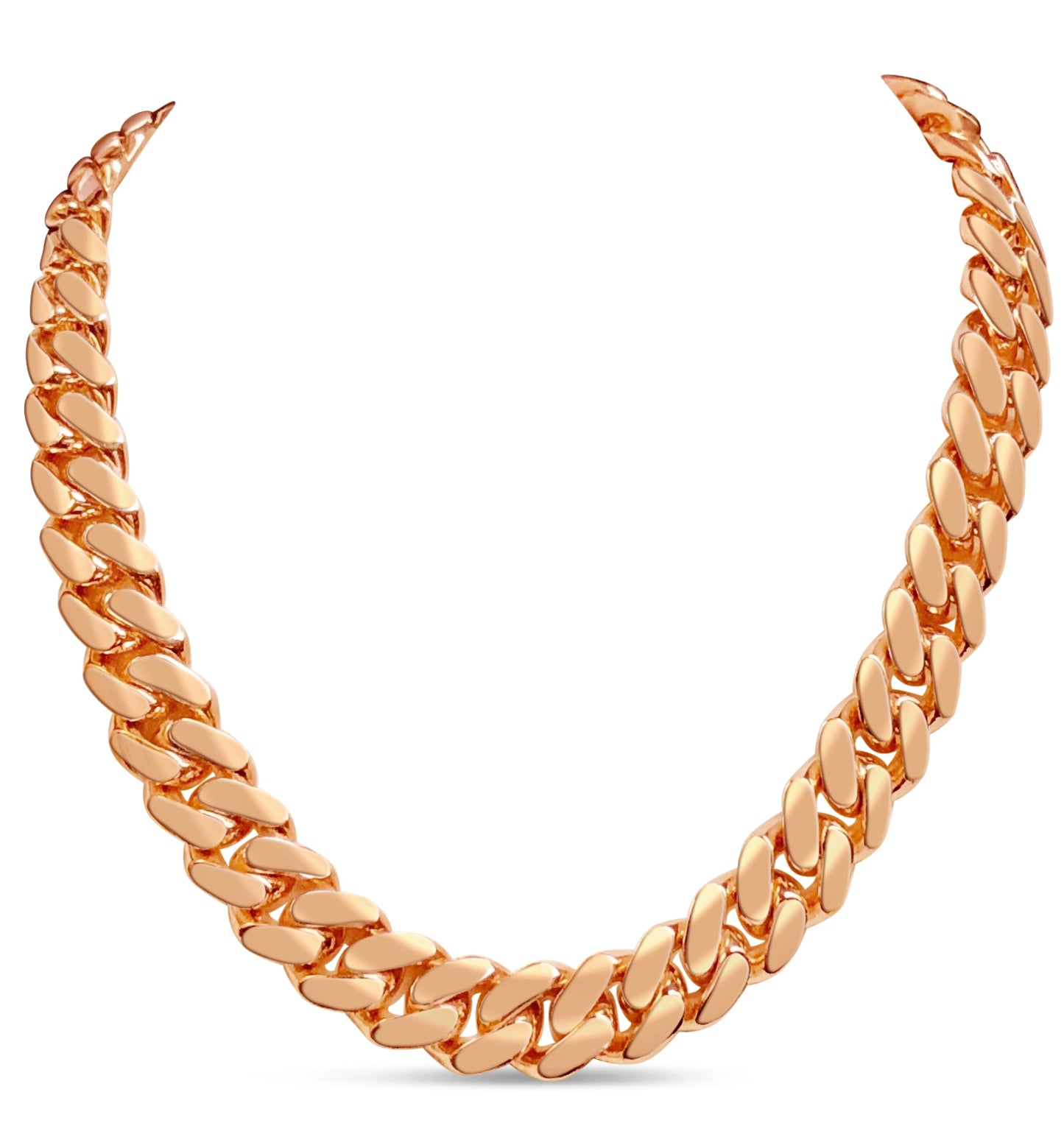 Miami Cuban Solid White/Yellow/Rose Gold Handmade Necklace , 16mm, 16-30 Inch