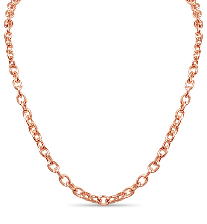 Fancy Rolo Solid White/Yellow/Rose Gold Handmade Necklace , 6mm, 16-30 Inch