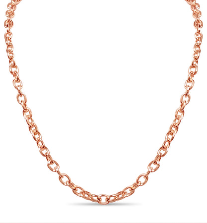 Fancy Rolo Solid White/Yellow/Rose Gold Handmade Necklace , 6mm, 16-30 Inch