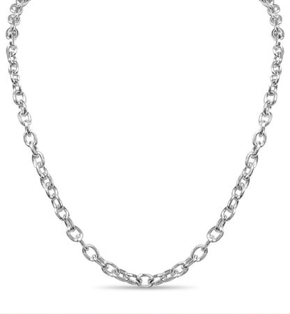 Fancy Rolo Solid White/Yellow/Rose Gold Handmade Necklace , 6mm, 16-30 Inch