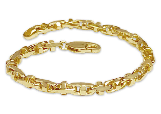 Anchor Mariner Solid White/Yellow/Rose Gold Handmade Bracelet , 4mm, 6.5-10 Inch