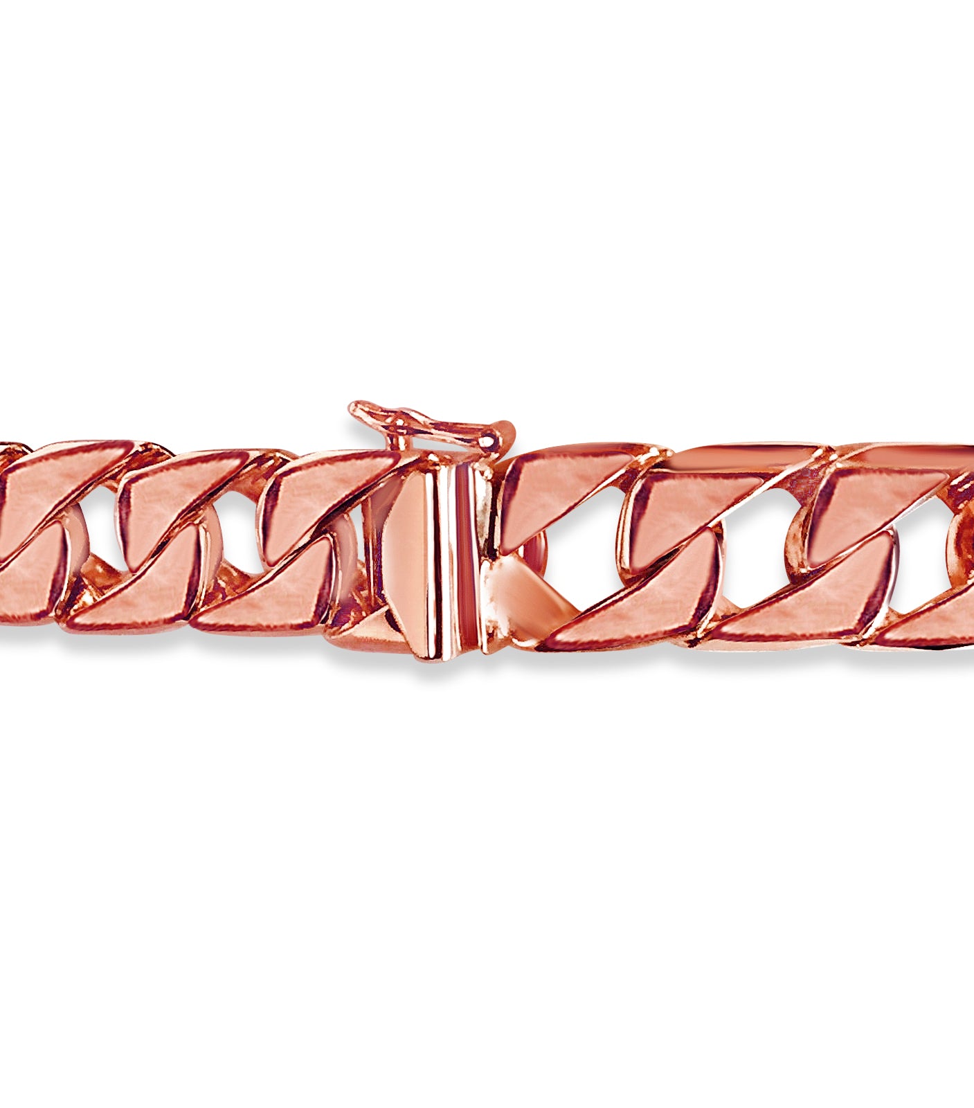 Curb Solid White/Yellow/Rose Gold Handmade Bracelet , 14mm, 6.5-10 Inch