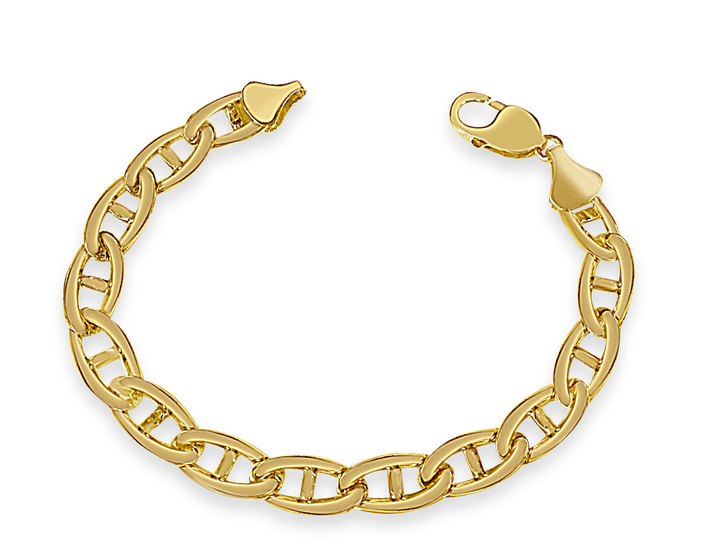 Anchor Mariner Solid White/Yellow/Rose Gold Handmade Bracelet , 9mm, 6.5-10 Inch