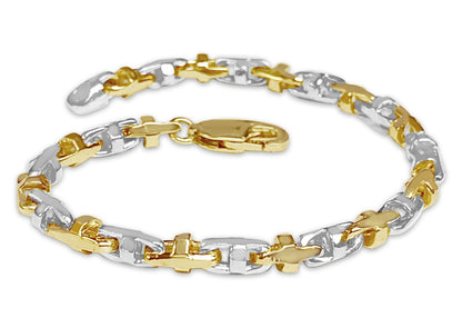 Anchor Mariner Solid White/Yellow/Rose Gold Handmade Bracelet , 4mm, 6.5-10 Inch