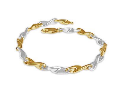 Twist Solid White/Yellow/Rose Gold Handmade Bracelet , 5mm, 6.5-10 Inch