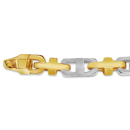 Anchor Mariner Solid White/Yellow/Rose Gold Handmade Bracelet , 7mm, 6.5-10 Inch