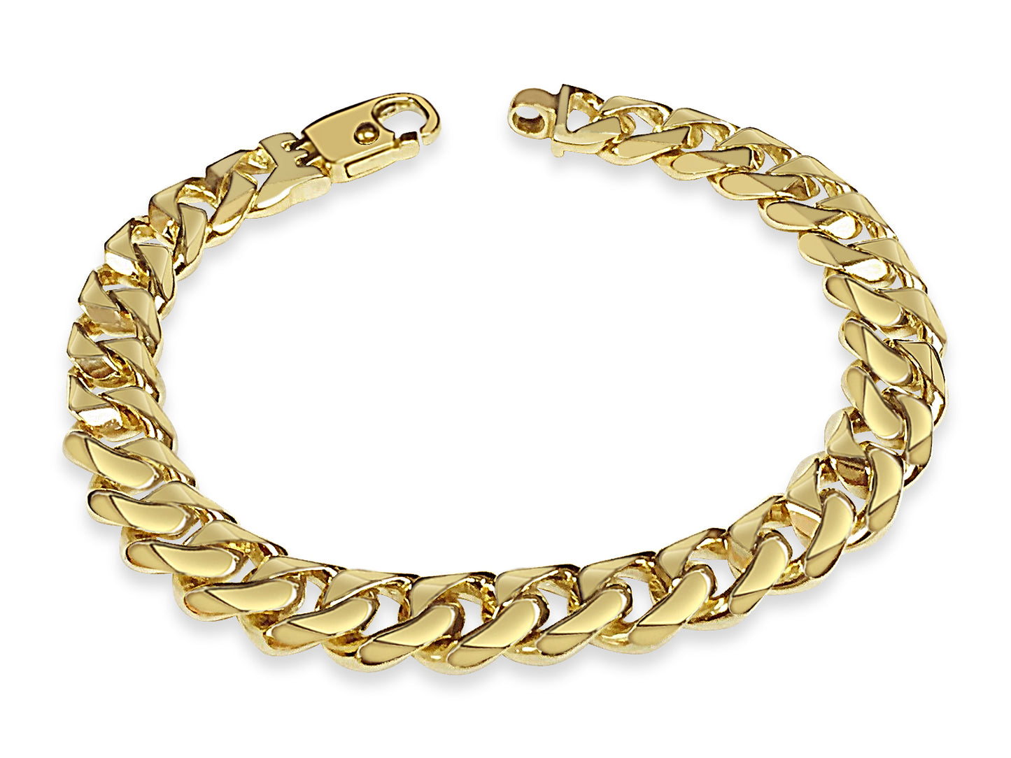 Curb Solid White/Yellow/Rose Gold Handmade Bracelet , 11mm, 6.5-10 Inch