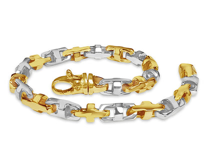 Anchor Mariner Solid White/Yellow/Rose Gold Handmade Bracelet , 7mm, 6.5-10 Inch