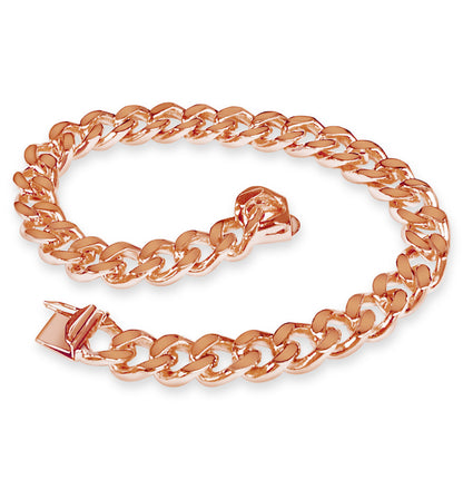 Curb Solid White/Yellow/Rose Gold Handmade Bracelet , 8mm, 6.5-10 Inch