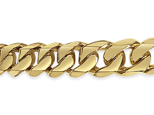 Curb Solid White/Yellow/Rose Gold Handmade Bracelet , 11mm, 6.5-10 Inch