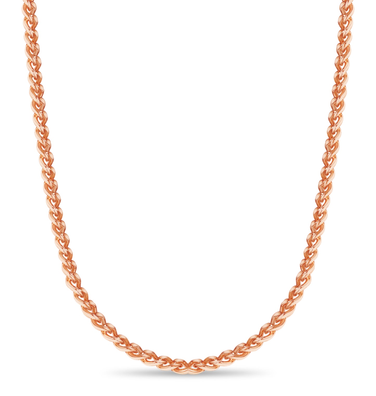 Curb Solid White/Yellow/Rose Gold Handmade Necklace , 8mm, 16-30 Inch