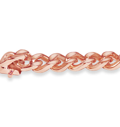 Curb Solid White/Yellow/Rose Gold Handmade Bracelet , 8mm, 6.5-10 Inch