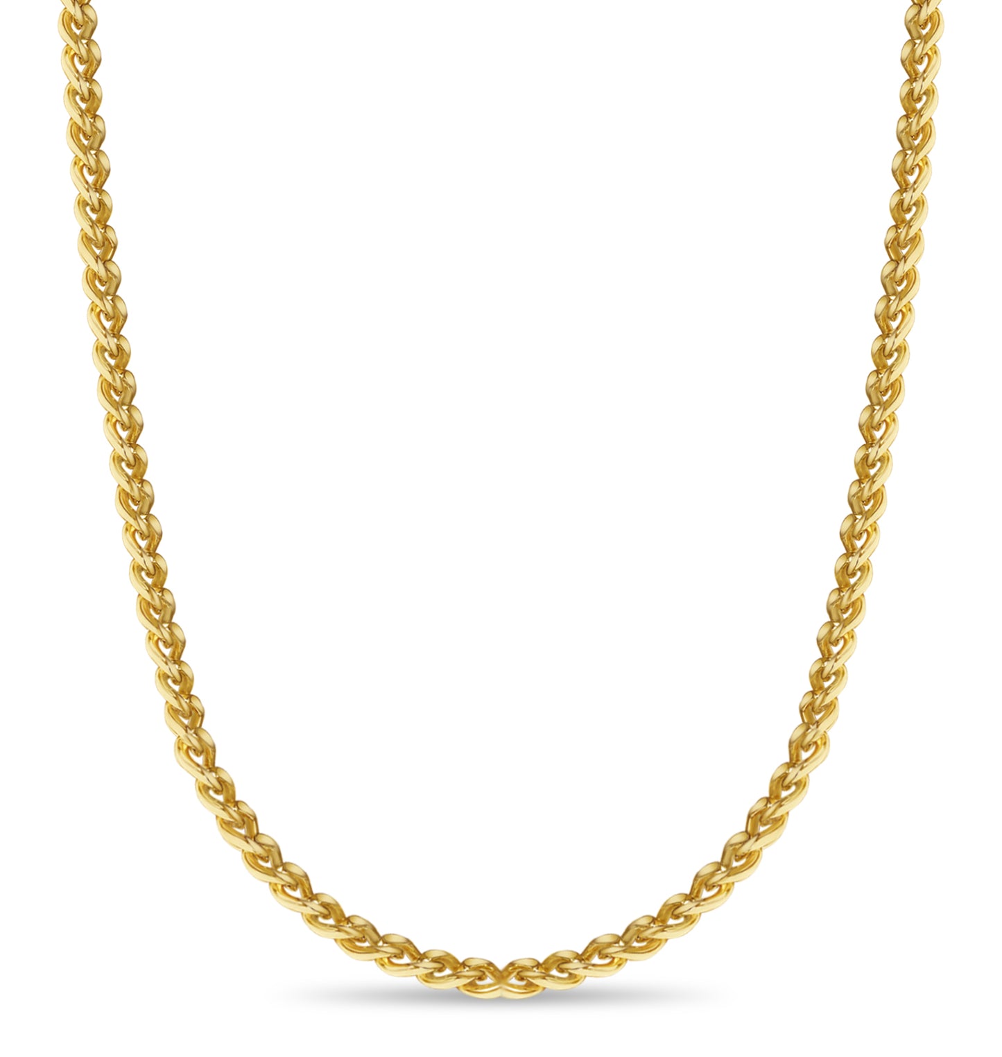 Curb Solid White/Yellow/Rose Gold Handmade Necklace , 8mm, 16-30 Inch