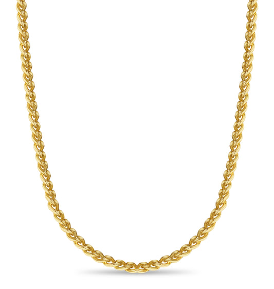 Curb Solid White/Yellow/Rose Gold Handmade Necklace , 8mm, 16-30 Inch