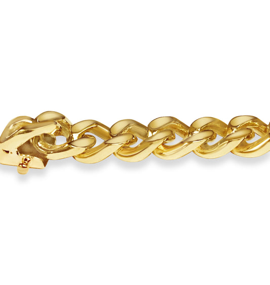 Curb Solid White/Yellow/Rose Gold Handmade Bracelet , 8mm, 6.5-10 Inch