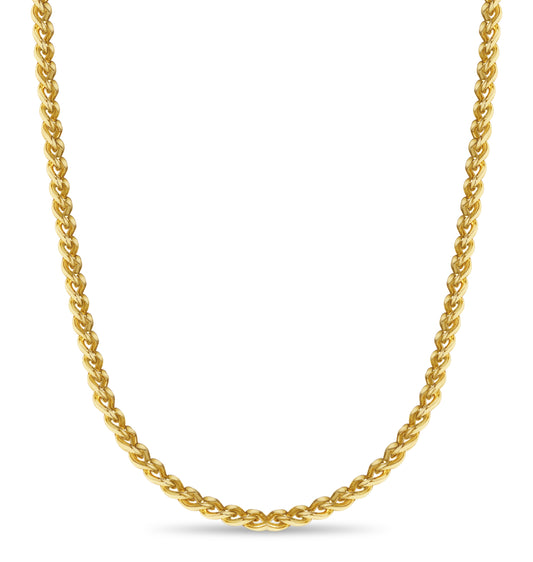 Curb Solid White/Yellow/Rose Gold Handmade Necklace , 8mm, 16-30 Inch