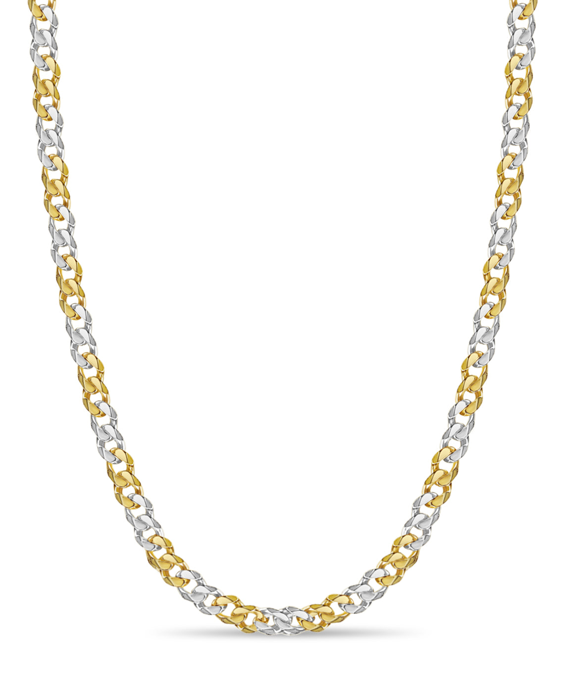 Curb Solid White/Yellow/Rose Gold Handmade Necklace , 11mm, 16-30 Inch