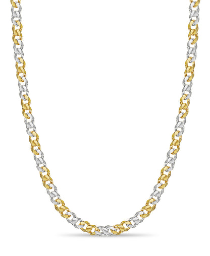 Curb Solid White/Yellow/Rose Gold Handmade Necklace , 11mm, 16-30 Inch